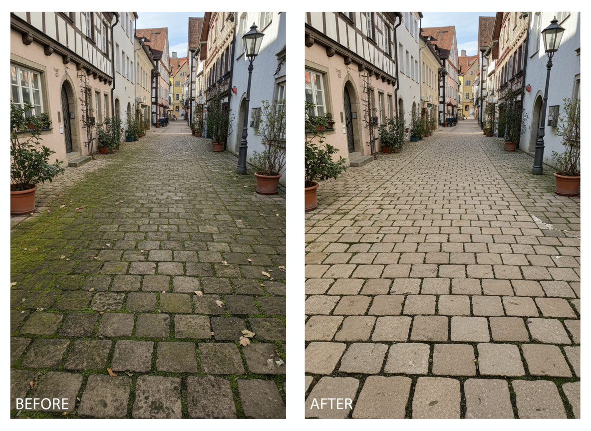 Gehweg Reinigung Rosenheim Naturstein Hochdruckreiniger