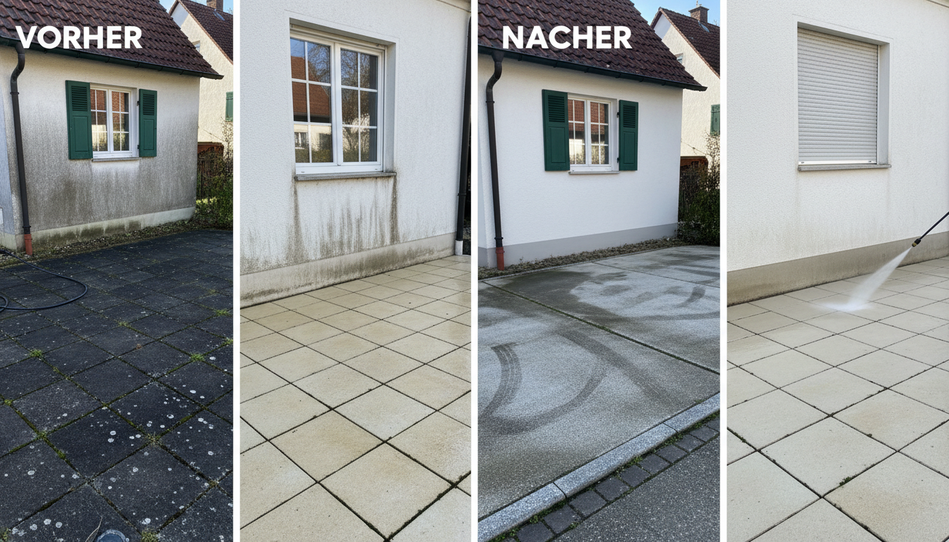 Hochdruckreinigung Vorher Nachher Übersicht Bruckmühl professionelle Reinigung