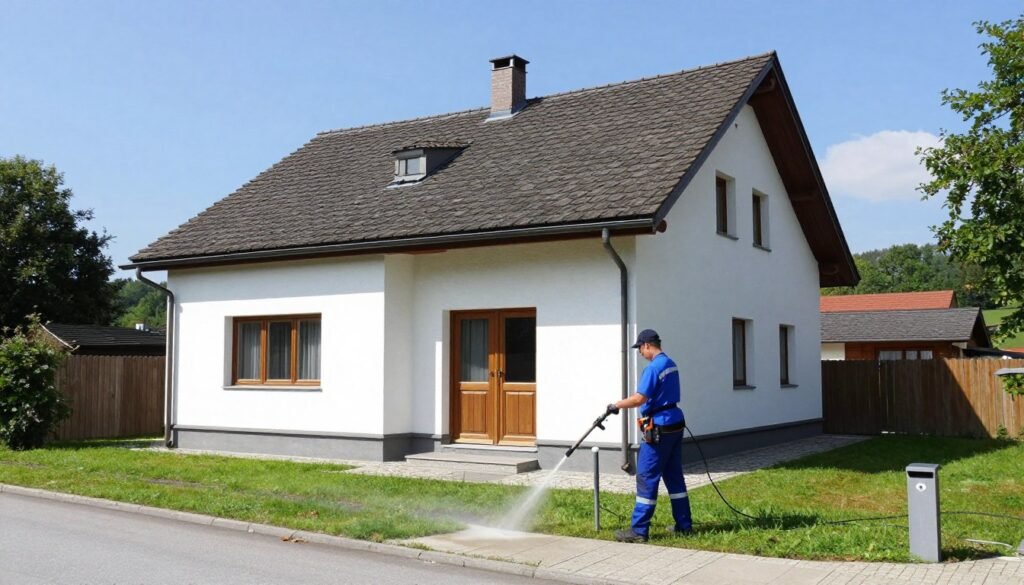 Perfekt gereinigte Immobilie in Bruckmühl nach professioneller Hochdruckreinigung