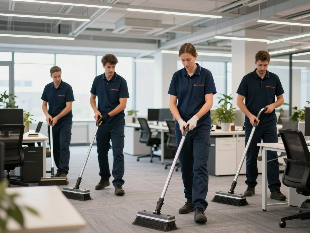 Professionelle Reinigungsfirma Team bei gewerblicher Reinigung