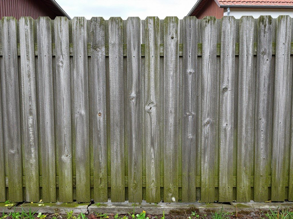 Verschmutzter Holzzaun vor der Reinigung